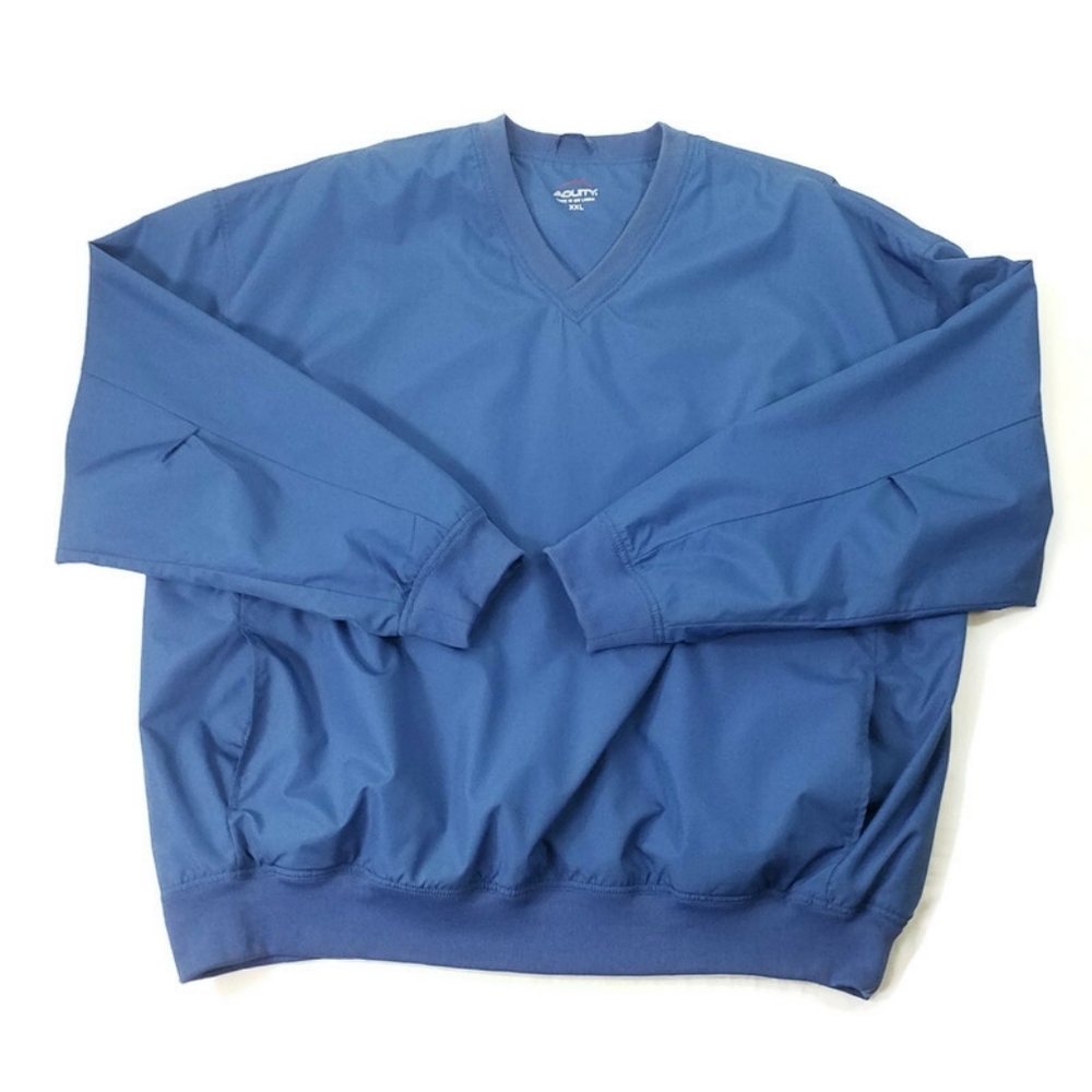Acuity Blue V-Neck Long Sleeve Pullover Golf Windbreaker Shirt Mens XXL